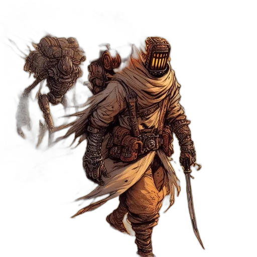 creature, mask, sword, weapon transparent PNG cut-out