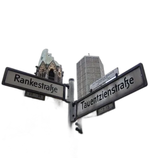 3d render, city street, street, signs transparent PNG cut-out