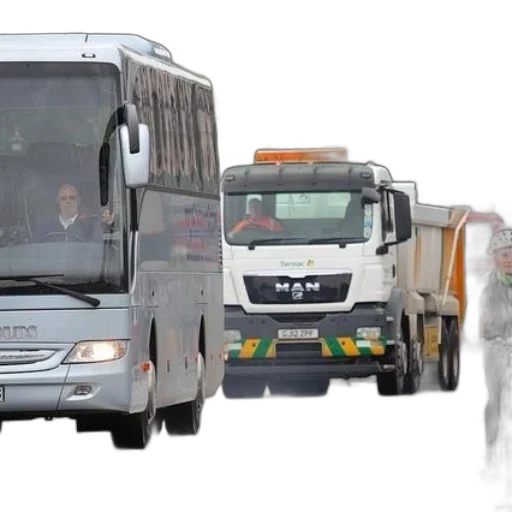 bus, truck, share, road transparent PNG cut-out