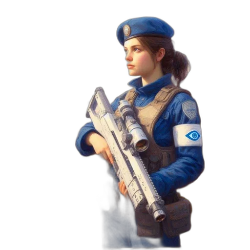 weapon, staff, jacket, robot transparent PNG cut-out