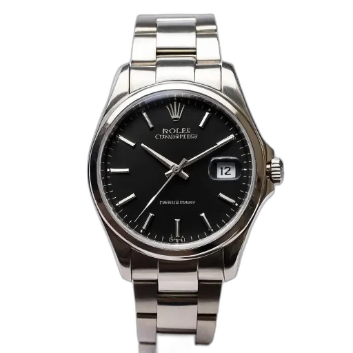 jewelry, silver, wristwatch, black transparent PNG cut-out