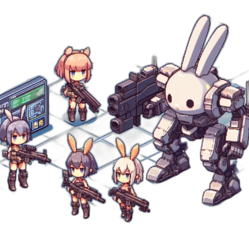 robot, weapon, staff, pixel art transparent PNG cut-out
