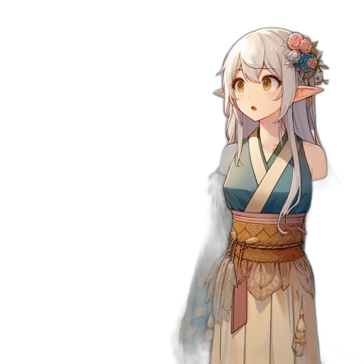 staff, dress, dragon, flower transparent PNG cut-out