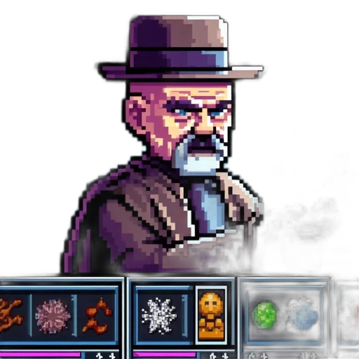 staff, hat, face, pixel art transparent PNG cut-out