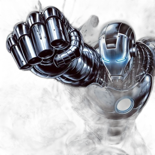robot, concept art, 3d render, comic book art transparent PNG cut-out