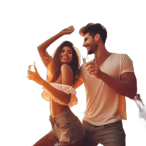 fire, joyful, man, woman transparent PNG cut-out