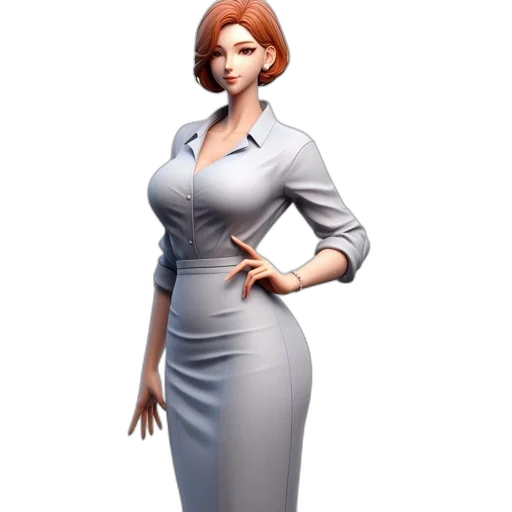 dress, staff, 3d render, concept art transparent PNG cut-out