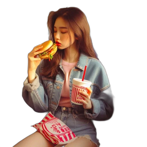 food, jacket, photorealistic, oil painting transparent PNG cut-out