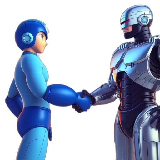 robot, concept art, 3d render, comic book art transparent PNG cut-out