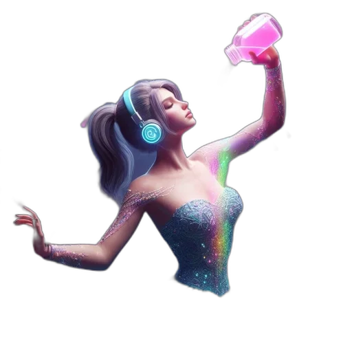 bottle, vaporwave, concept art, pixel art transparent PNG cut-out