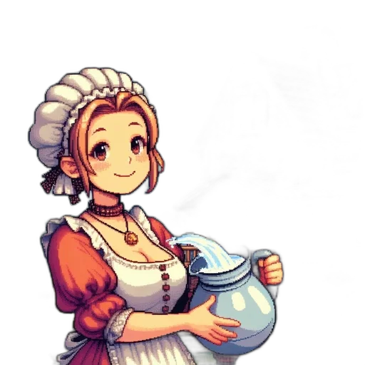 staff, dress, food, pixel art transparent PNG cut-out