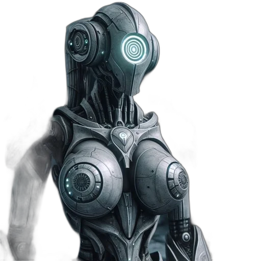 robot, concept art, cyberpunk, 3d render transparent PNG cut-out