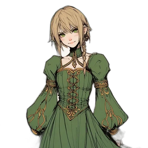 dress, staff, face, fantasy art transparent PNG cut-out