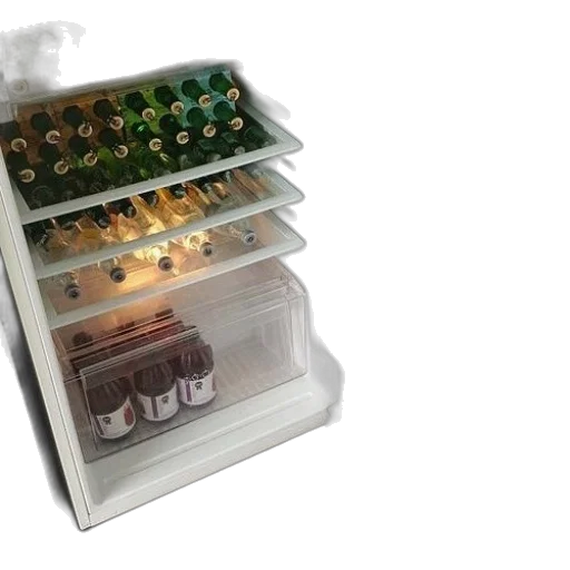 well-stocked, refrigerator, various, bottles transparent PNG cut-out