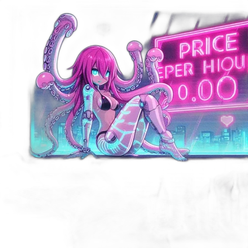 creature, vaporwave, cyberpunk, concept art transparent PNG cut-out