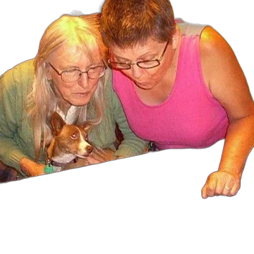 staff, two, women, dog transparent PNG cut-out