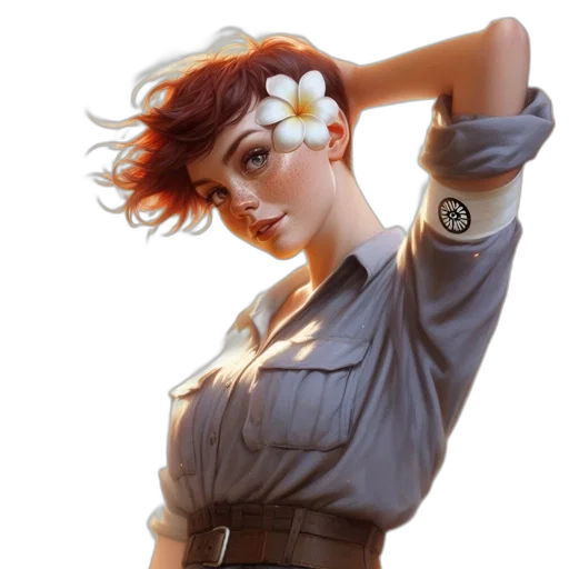 dress, staff, jewelry, flower transparent PNG cut-out