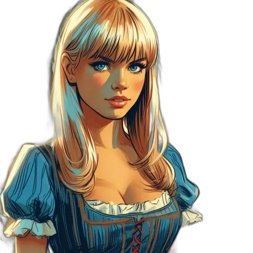 dress, face, fantasy art, comic book art transparent PNG cut-out