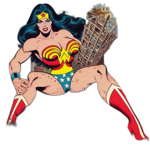 comic book art, concept art, wonder, woman transparent PNG cut-out