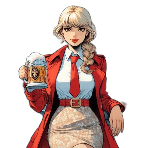 jacket, staff, dress, comic book art transparent PNG cut-out