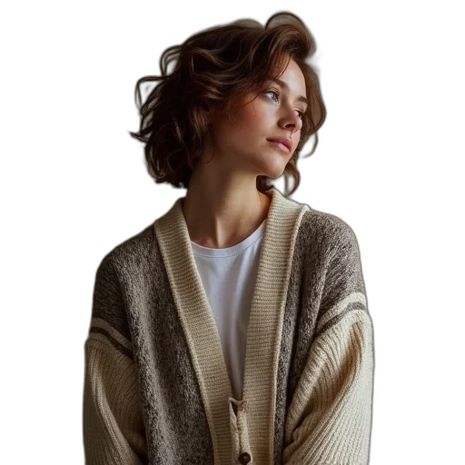 jacket, dress, hair, face transparent PNG cut-out