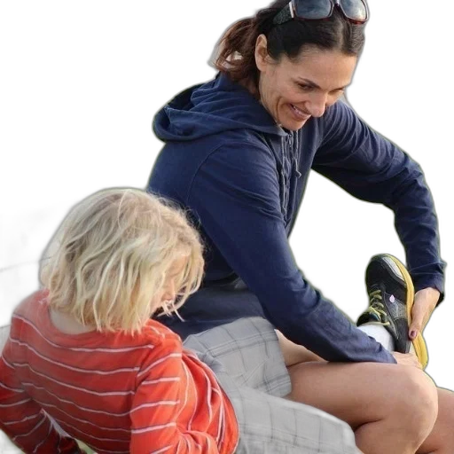 woman, blue, hoodie, helping transparent PNG cut-out