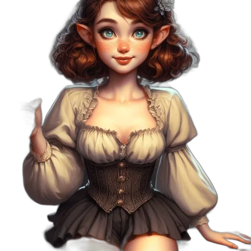 dress, staff, fantasy art, oil painting transparent PNG cut-out
