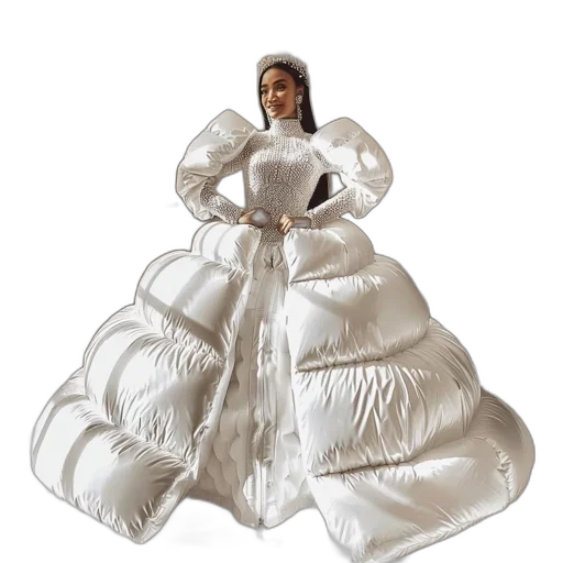 dress, jacket, crown, 3d render transparent PNG cut-out