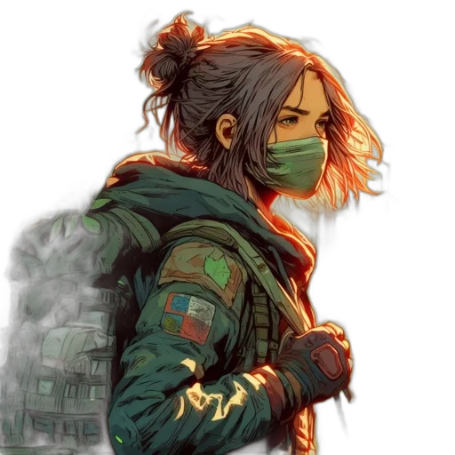 jacket, mask, cyberpunk, concept art transparent PNG cut-out