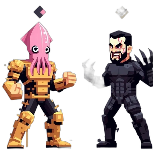 pixel art, concept art, 3d render, comic book art transparent PNG cut-out