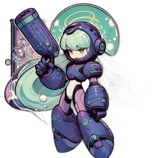 robot, weapon, staff, cyberpunk transparent PNG cut-out