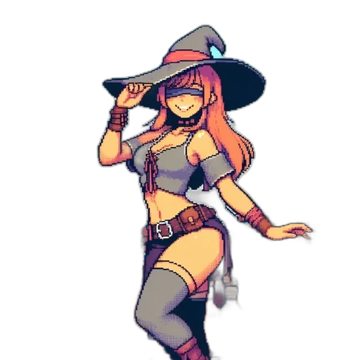 staff, hat, dress, weapon transparent PNG cut-out