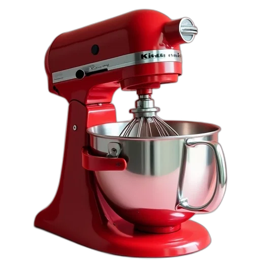 red, kitchenaid, mixer, chrome transparent PNG cut-out