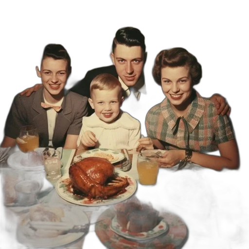food, family, four, vintage transparent PNG cut-out