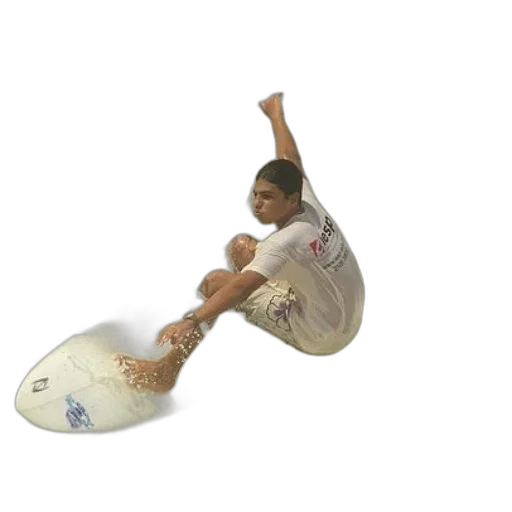 3d render, photorealistic, surfer, white transparent PNG cut-out