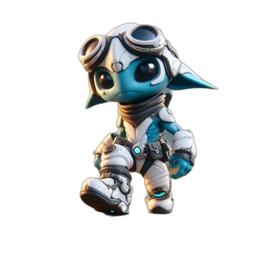 robot, dragon, creature, staff transparent PNG cut-out