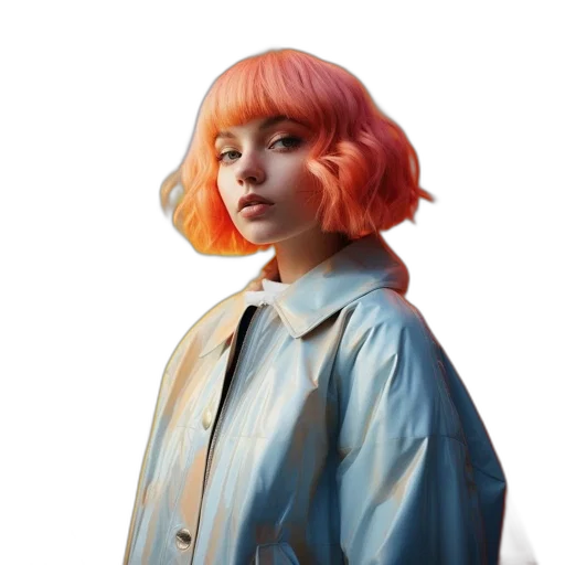jacket, hair, face, dress transparent PNG cut-out