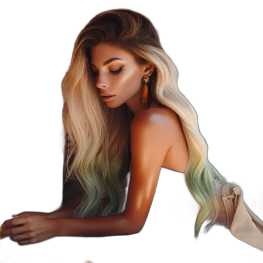 hair, dress, watercolor, photorealistic transparent PNG cut-out