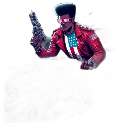 jacket, weapon, staff, face transparent PNG cut-out