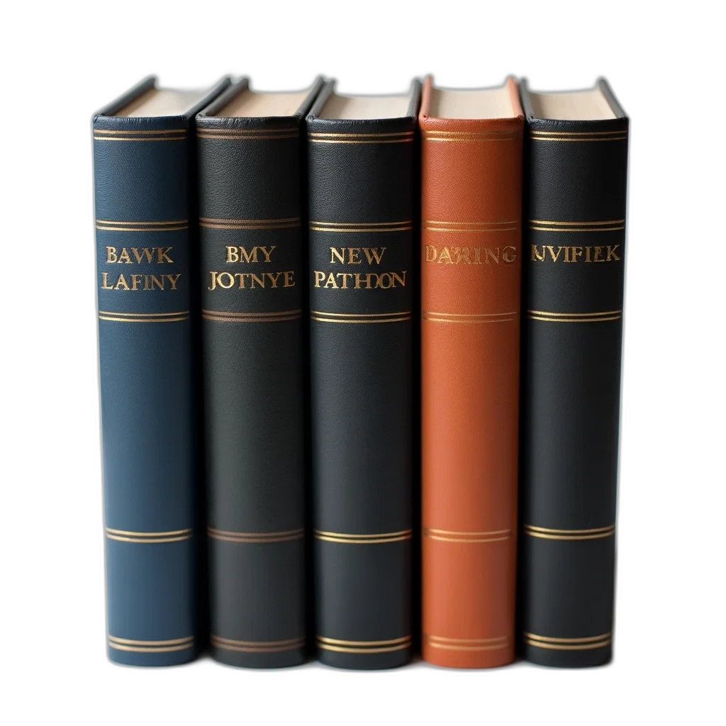 3d render, collection, five, hardcover transparent PNG cut-out