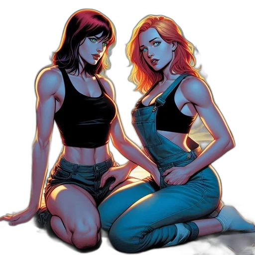 comic book art, concept art, cartoon, neon lights transparent PNG cut-out
