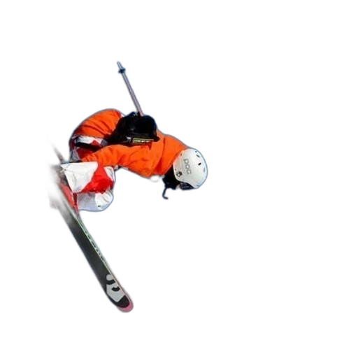 staff, 3d render, skier, orange transparent PNG cut-out