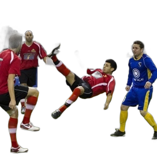 man, red, kicks, ball transparent PNG cut-out