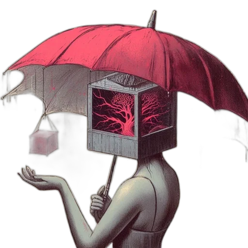 robot, umbrella, mask, hat transparent PNG cut-out