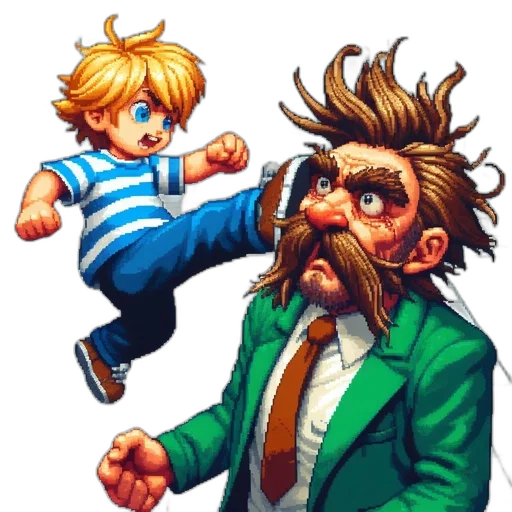 face, pixel art, concept art, comic book art transparent PNG cut-out