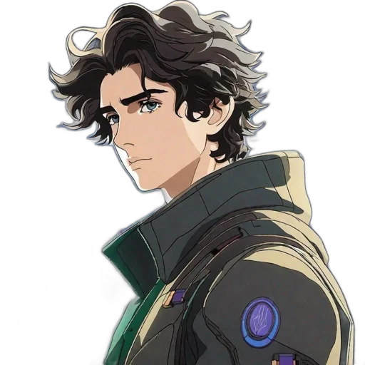 jacket, hair, staff, face transparent PNG cut-out