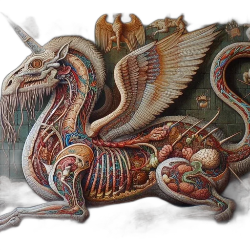 dragon, creature, mask, sword transparent PNG cut-out