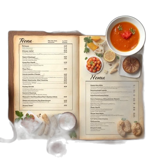 food, 3d render, menu, pamphlet transparent PNG cut-out