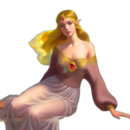 dress, crown, jewelry, fantasy art transparent PNG cut-out