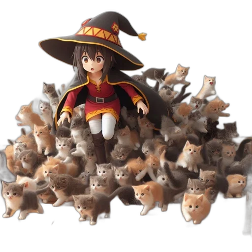hat, staff, animal, 3d render transparent PNG cut-out